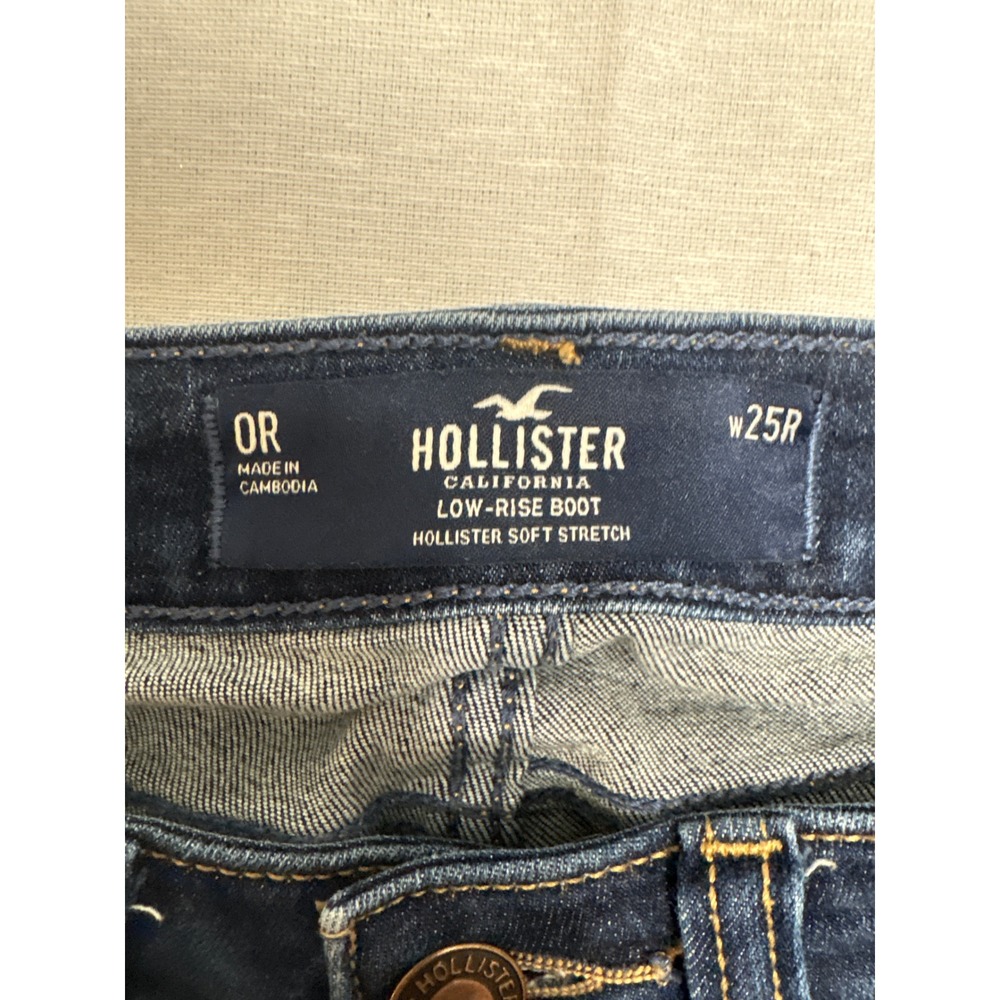 Hollister Low Rise Boot Jeans W25R 0R Dark Wash Soft Stretch Denim Flare - Picture 4 of 4